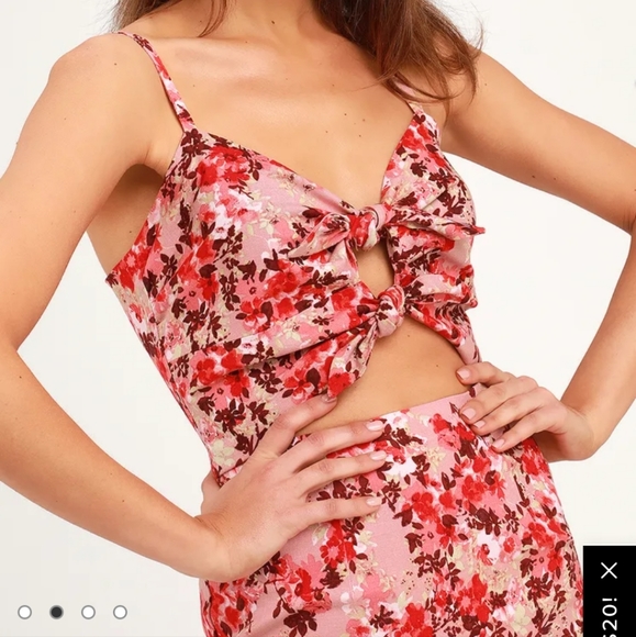 WAYF Pink Floral Tie-Front Cutout Dress - Picture 3 of 12